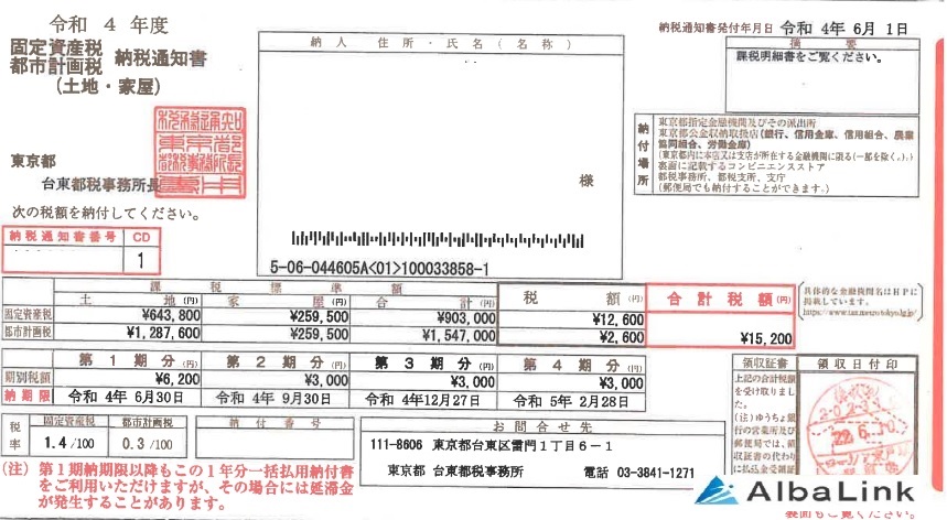 固定資産税納税通知書