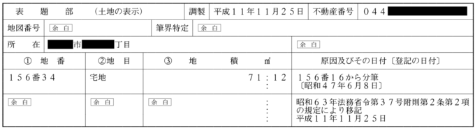 土地の表題部