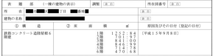 一棟建物の表題部