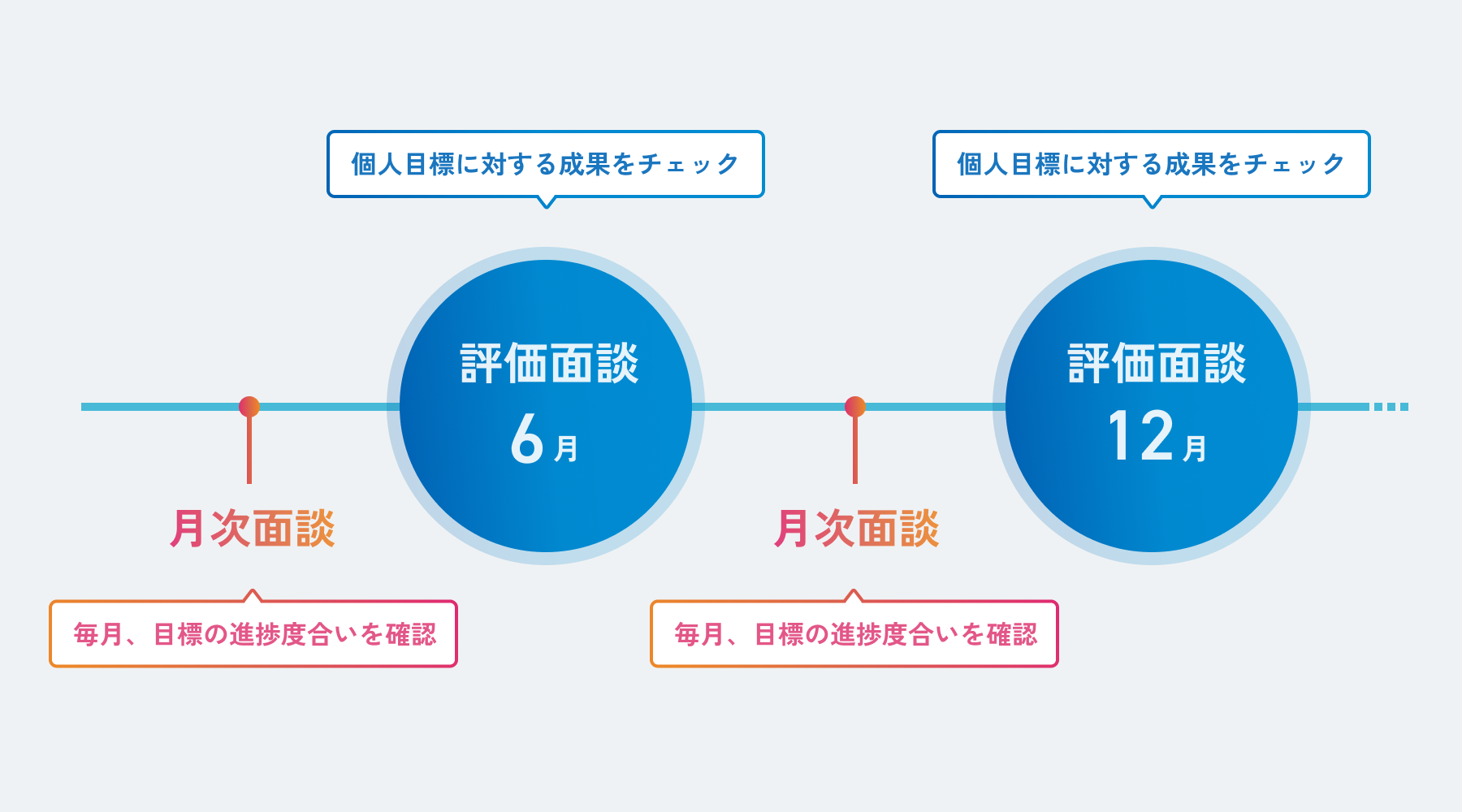 評価面談は6月・12月に実施されていることがわかる図