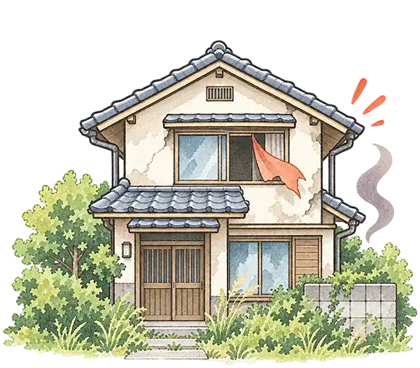 空き巣や火災のリスクのイラスト