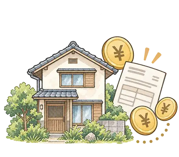 家計を圧迫する税金などの管理費のイラスト